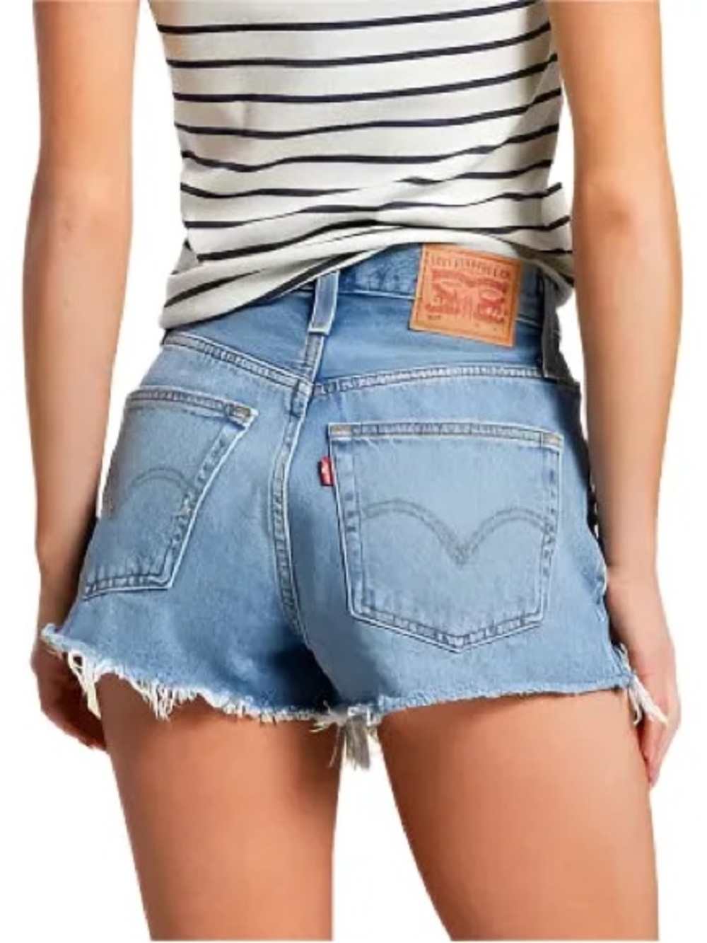Levi's  501 Light Blue Denim Frayed Hem Cutoff Shorts Jean shorts w32 Large